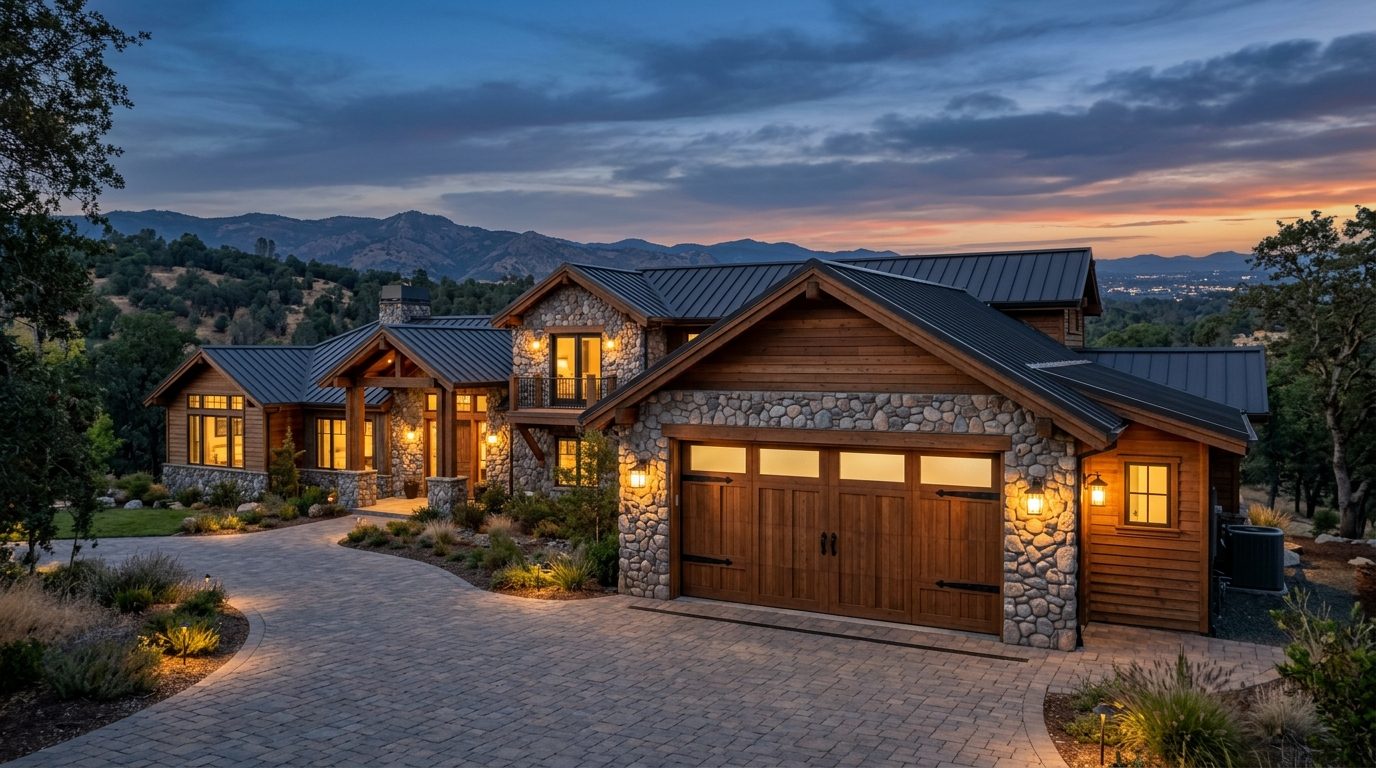 Mason Garage Door Services Exterior Closed Garage Door at Twilight